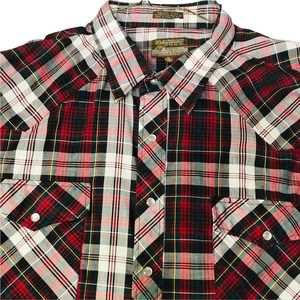 Plainsman Mens Western Shirt Size 3XL BIG 19-19-1/2 Pearl Snap Square Tails
